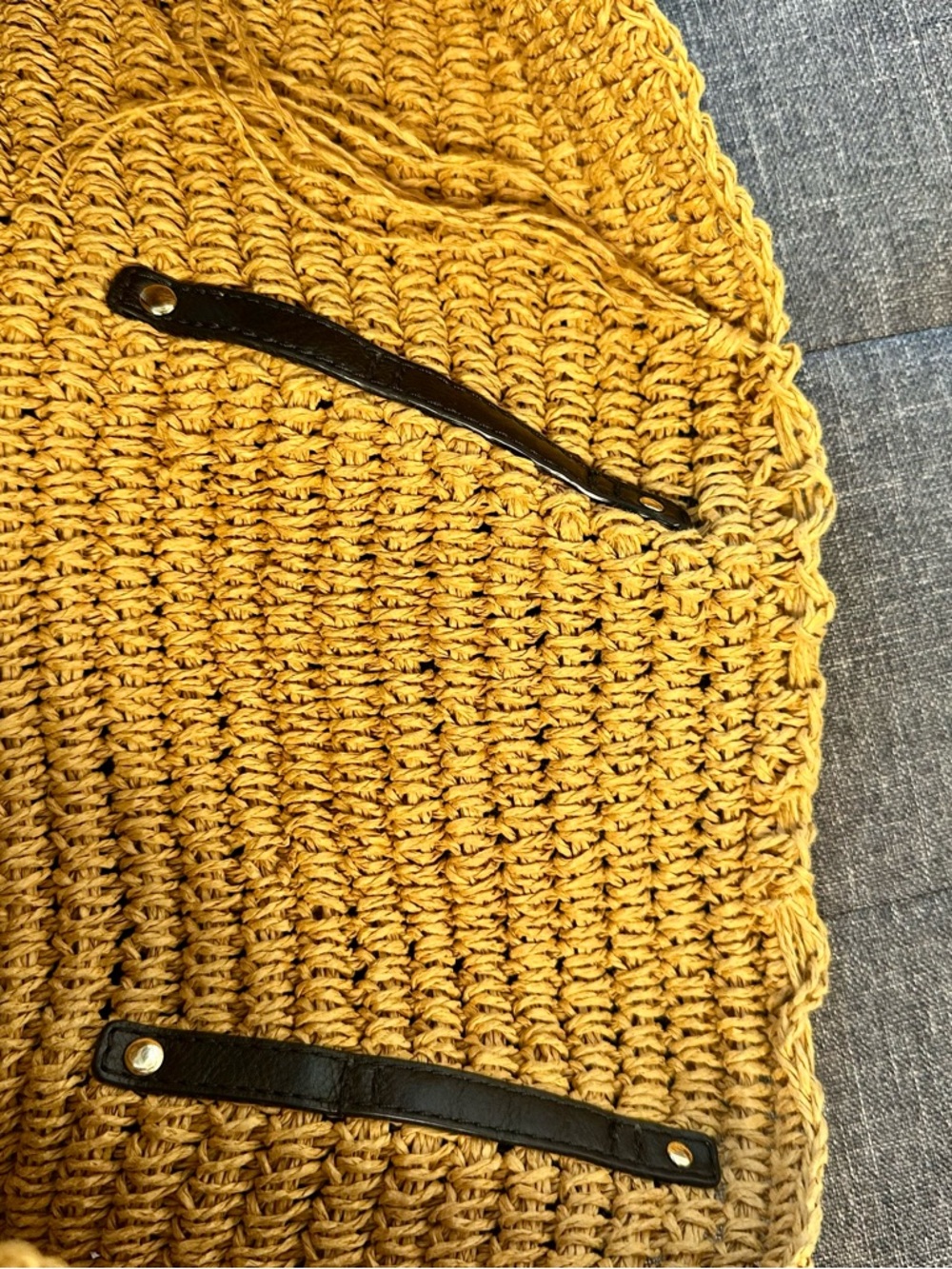 Michael Kors Mustard Yellow Woven Tote with Black Trim - Picture 14 of 14